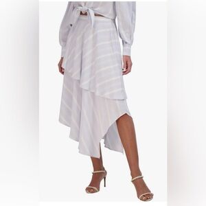BCBGMAXAZRIA 2XX1B02 Women's Asymmetrical Midi Flare Tiered Ruffle Skirt NWT